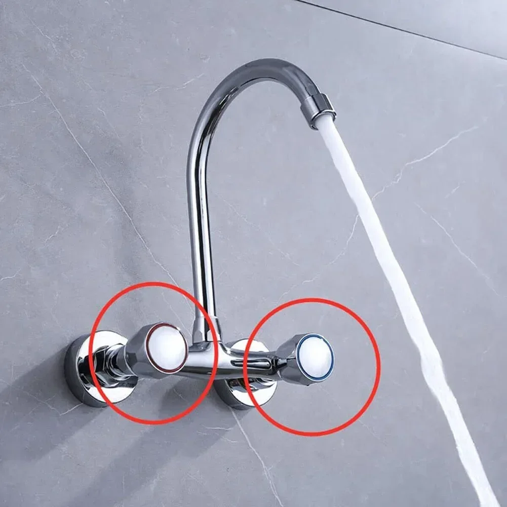 2PCS Tap Top Head Covers Replacement Hot & Cold Metal Chrome Plated Household Kitchen Bathroom Fixture Accessories