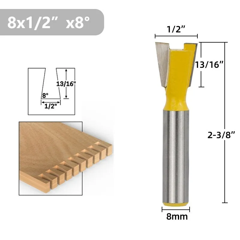 XCAN Schwalbenschwanz Gemeinsame Router Bits Set 14 Grad Holzbearbeitung Gravur Bit 8mm Schaft Fräser für Holz – Detail 6