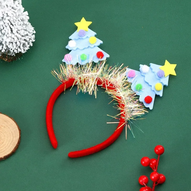 Christmas Tree Shaped Sequined Headband Colorful Xmas Tree Head Band Natal Navidad Merry Christmas Noel Gift Happy New Year