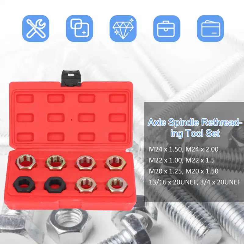 Axle Spindle Rethreading Tool Set Multiple Specification Thread
