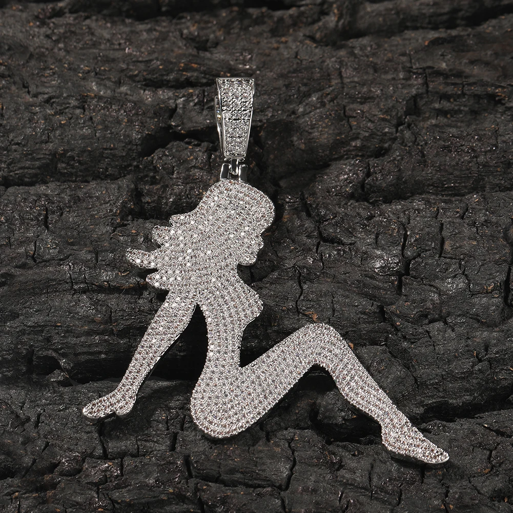 UWIN Sexy Lady CZ Pendant Full Micro Pave Cubic Zirconium Iced Out Girl Necklace Charm Fashion Hip Hop Women Jewelry For Gift
