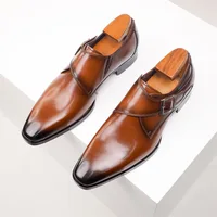 Classic Retro Dress Men Monk Leather Shoes 2