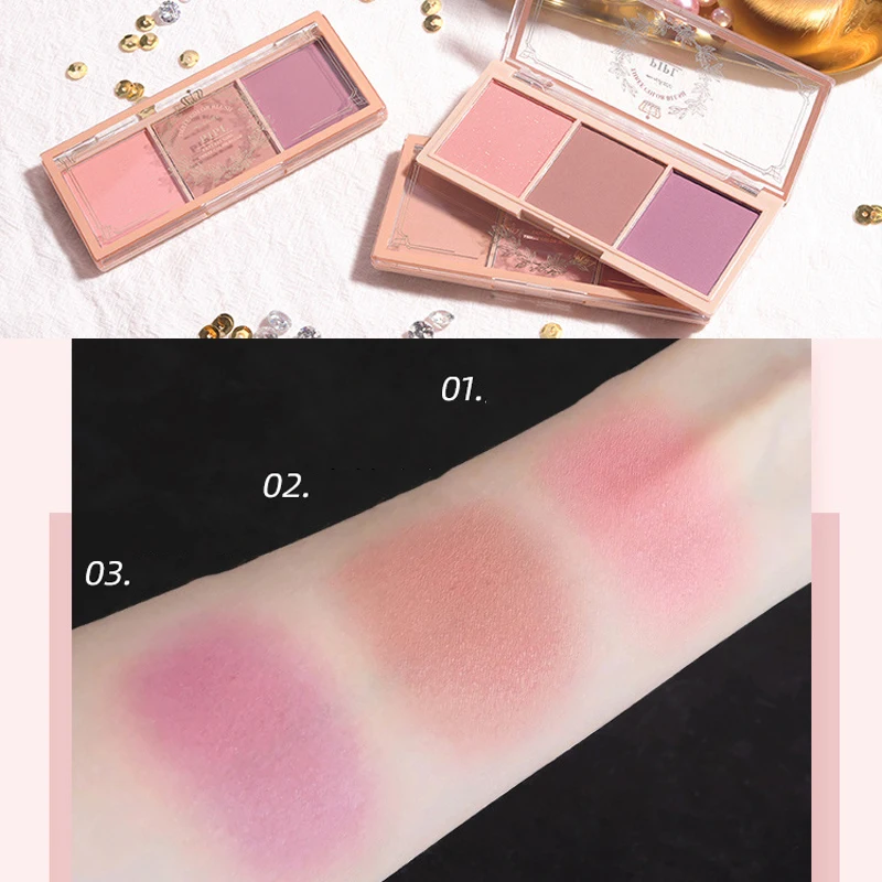 Blush Plate 3 Colors/set Ace Mineral Pigment Cheek Blusher Powder Makeup Professional Contour Shadow Powder Blusher Blush Powder Facial Blusher