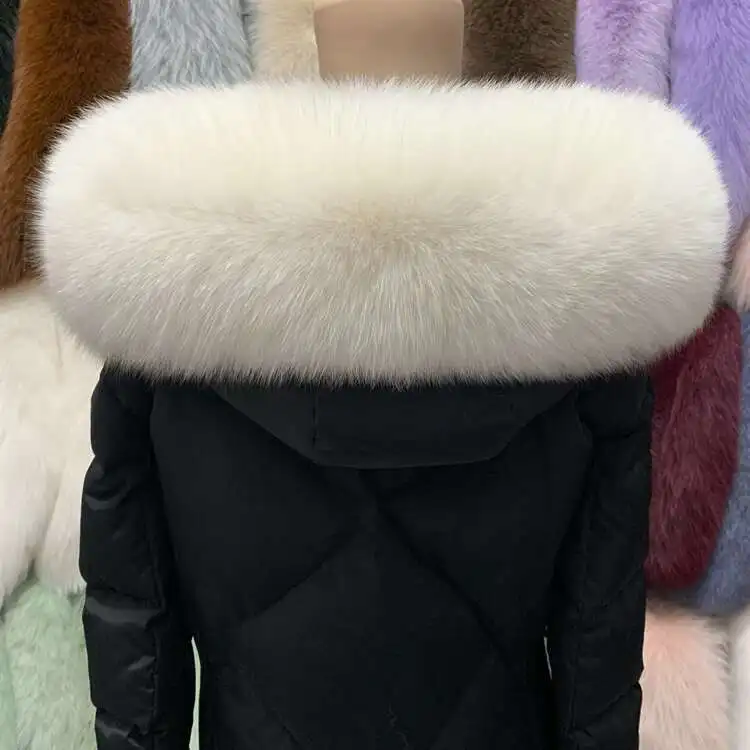 Echt Fox Pelz Kragen Frauen Winter Natürliche Pelz Schal Schals Für Damen Männer Luxus Warme Flauschigen Fell Kapuze Trim Dekore Für Mantel Jacke – Detail 16