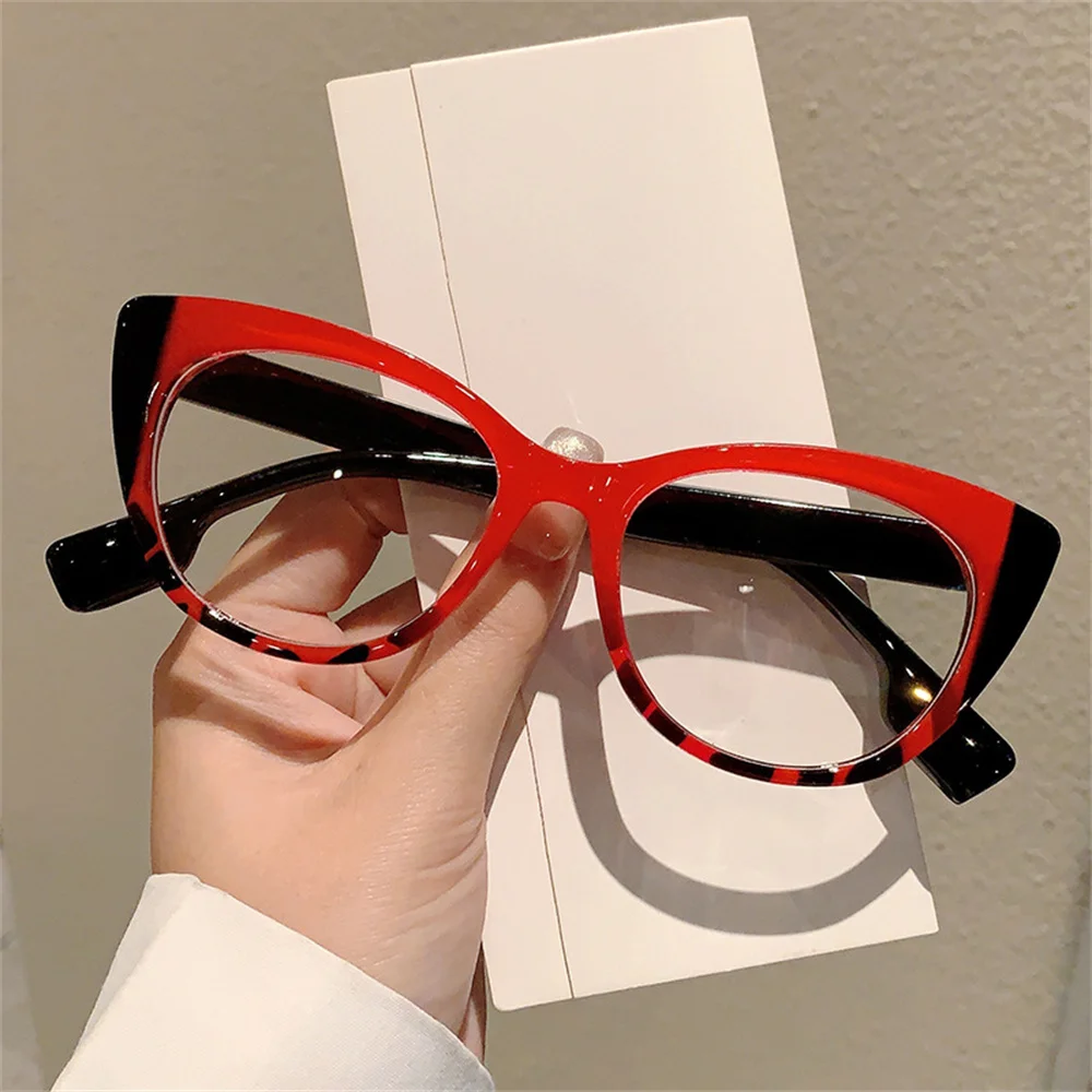 Anti Blaulicht Katzenauge Brille Frauen Vintage Marke Designer Myopie Rezept optische Brille Computer große Brille Rahmen – Detail 8