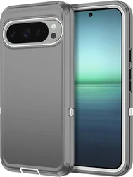 Rugged 3 - in - 1 Military Grade Heavy Duty Shockproof Case - Google Pixel 8 Pro (Grey White)