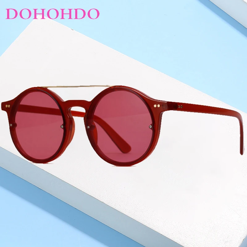 

DOHOHDO Double Bridge Round Sunglasses Women Men Vintage Luxury Brand Designer Sun Glasses Female Fashion Retro De Soleil Femme