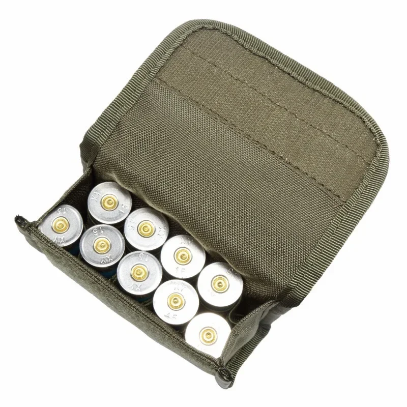 

10 Round Molle Shell Pouch Holder Tactical 12GA Airsoft Ammo Waist Bag Military Army Hunting Bandolier Cartridges Bullet Mag Bag