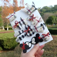 Plaid Hair Clips Set For Baby Girls Cartoon Animal Hairpins Kids Crown Hair Accessories Children Bows Barrettes Princess New 1