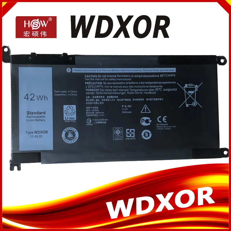 Bateria do Portátil 42wh Wdx0r para Dell Inspiron 15 5570 5575 7570 7580 17 5765 5767 5770 5775 11.4v P58f P69g P75f P66f 3crh3