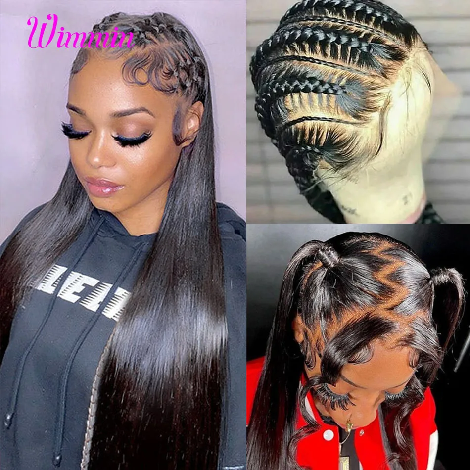 HD Full Lace Human Hair Wigs 180% Density Brazilian Straight Remy Human Hair Full Lace Wigs Pre Plucked with Baby For Women