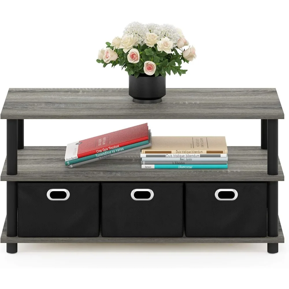 Coffee Table, 31.22D x 15.5W x 15.8H in, French Oak Grey/Black/Black 6