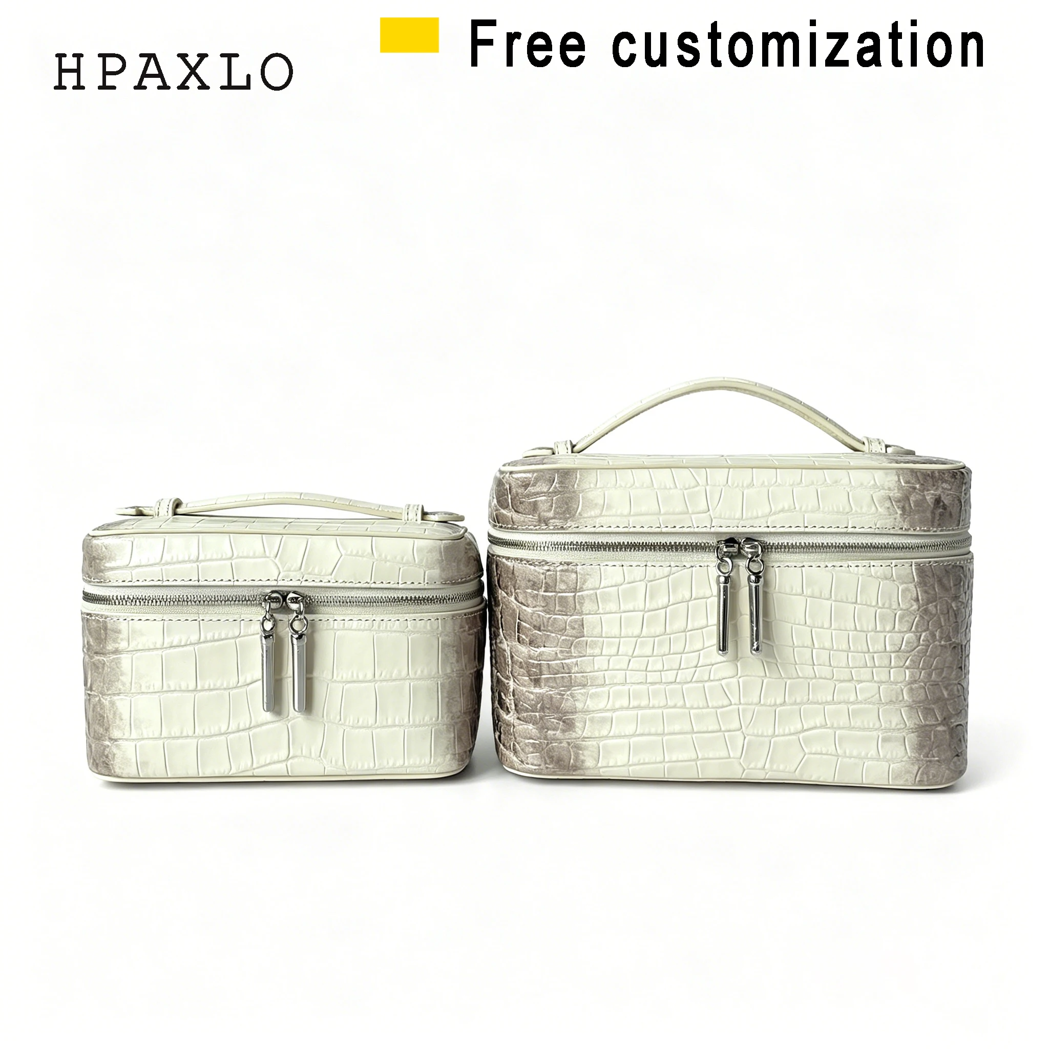 Himalayan Cowhide Crocodile Pattern Vanity Case Bag New Large Capacity Jewelry Storage Bag Genuine Leather Portable Makeup Bag 1