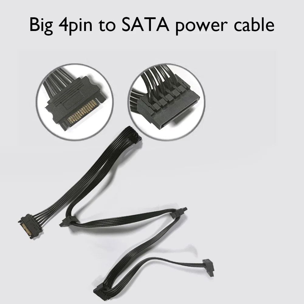 4 Pin Male to SATA 15 Pin Female Power Supply Cable 1 to 5 Cord Hard Drive IDE Molex to 5-Port 15Pin SATA Power Cable 30 inch