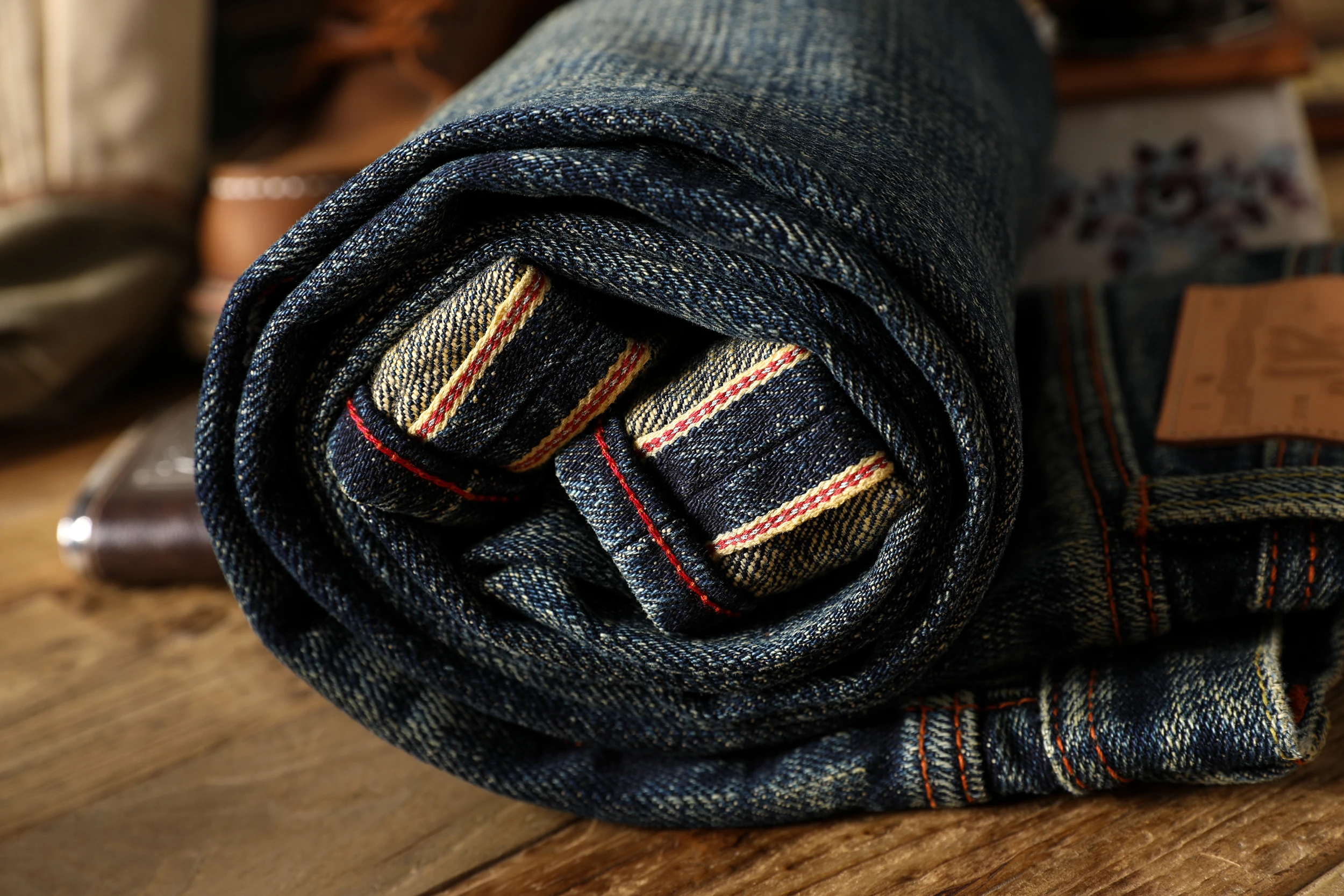 20oz Red Selvedge Washed Denim Jeans for Men Autumn Heavyweight Tough 100% Cotton Standard Straight Pants American Vintage 501 2
