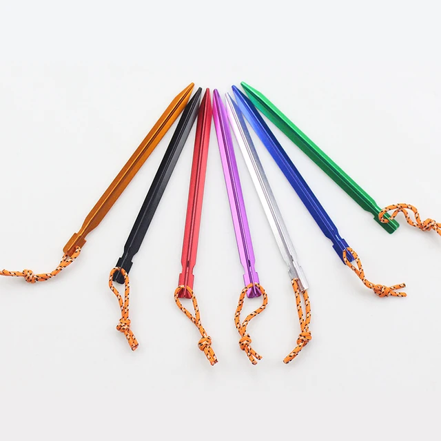 18cm Aluminum Tent Stakes with Reflective Rope 4