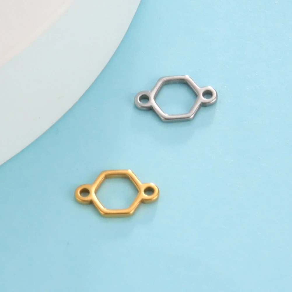 5 Stück Edelstahl Sechseck offene Lünette Armbandverbinder DIY hohle Anhängerfassung Rohlinge für Harz Schmuckherstellung Zubehör
