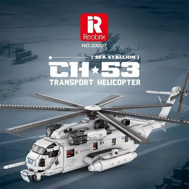 

Military Air Weapons Series CH-53E Super Stallion Helicoptes MOC Building Block Transport Airplane Model Diy Bricks Toy Kid Gift
