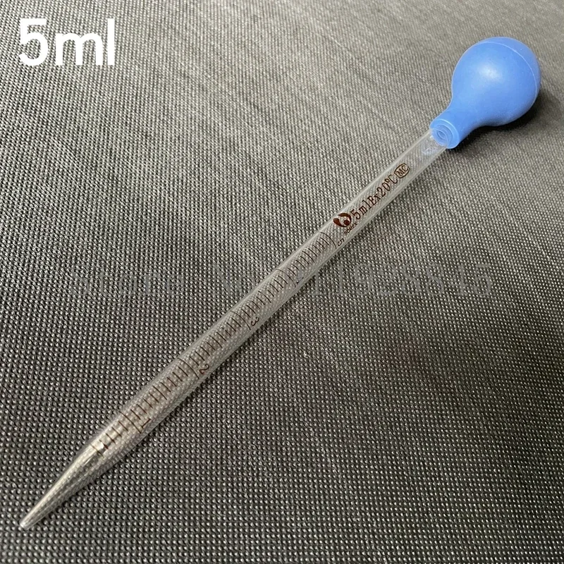 Glass Graduated Pipette Dropper 0.5ml/1ml/2ml/3ml/5ml/10ml Scaled Transfer Pipette with Rubber Head 1pcs