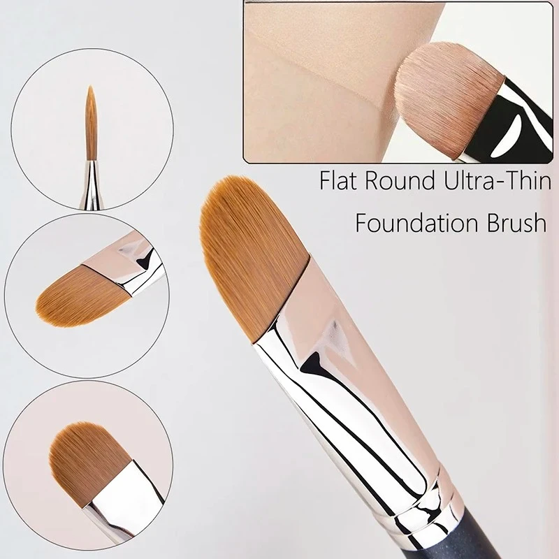 Flat Round Ultra-thin Foundation Concealer Makeup Brush Professional Contour Liquid Cream Concealer Make-up Tool 4 Types Sizes 3