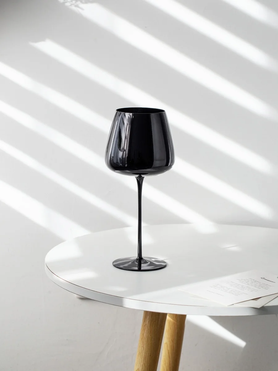 Black Slim Goblet Black Porcelain Crystal Glass Red Wine Glass Bordeaux Cup Home Decoration Ornament Wine Champagne
