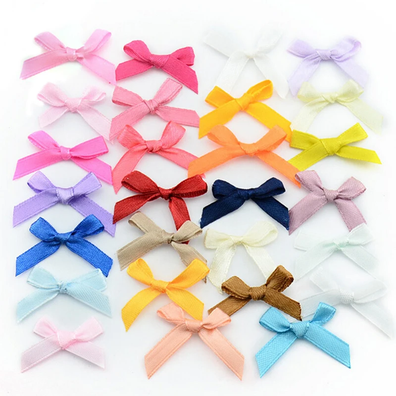 Satin Ribbons 500pcs DIY Small Polyester Satin ribbon Bow tie Wedding Scrapbooking Embellishment Crafts Decoration 3.5cm*3cm/1.3"*1.1"
