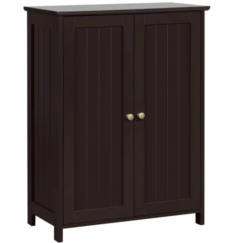 

Contemporary Storage Cabinet with 2 Doors and 2 Adjustable Shelves, Espresso