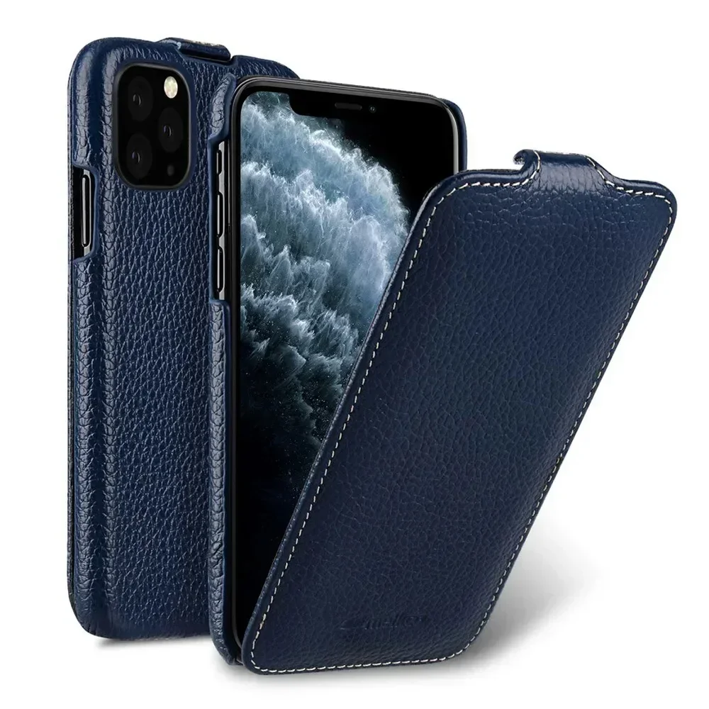 Premium Genuine Leather Flip Case - Luxury Cowhide Phone Cover