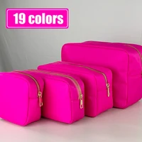 Letter Patch Custom Travel Cosmetic Bag Personalized Nylon Pouch Toiletry Bag Chenille Patch Makeup Toiletries Girl Cosmetic Bag 1