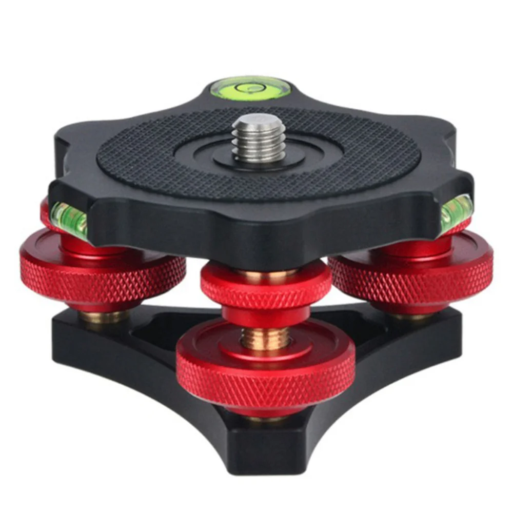 

PL-64 Camera Tripod Head Leveling Base Aluminum Alloy Triple-Wheel Precision Leveler Bubble Level 3/8Inch Screw Load