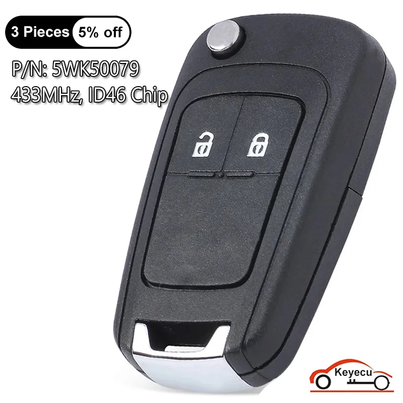 Keyecu 433Mhz Per Opel Vauxhall Astra J Corsa E Zafira Tourer Insignia Mokka Viva Adam Cascade 2009-2017 Chiave Per Auto A Distanza 5 Wk50079