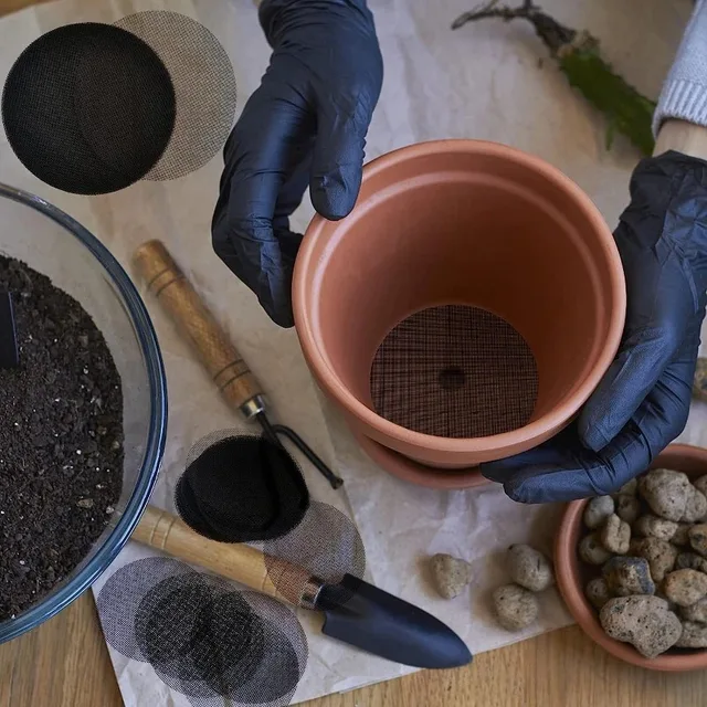 Flower Pot Hole Mesh Pad Round Drainage Hole Screens Gasket Fiberglass Mesh Prevent Soil Loss Breathable Drainage Bottom Mats 4