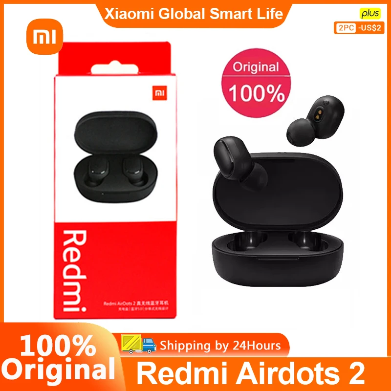 Глобальная версия Xiaomi Redmi Mi Ture беспроводные наушники, базовые 2 TWS Bluetooth Airdots 2 Наушники с микрофоном, наушники-вкладыши с шумоподавлением