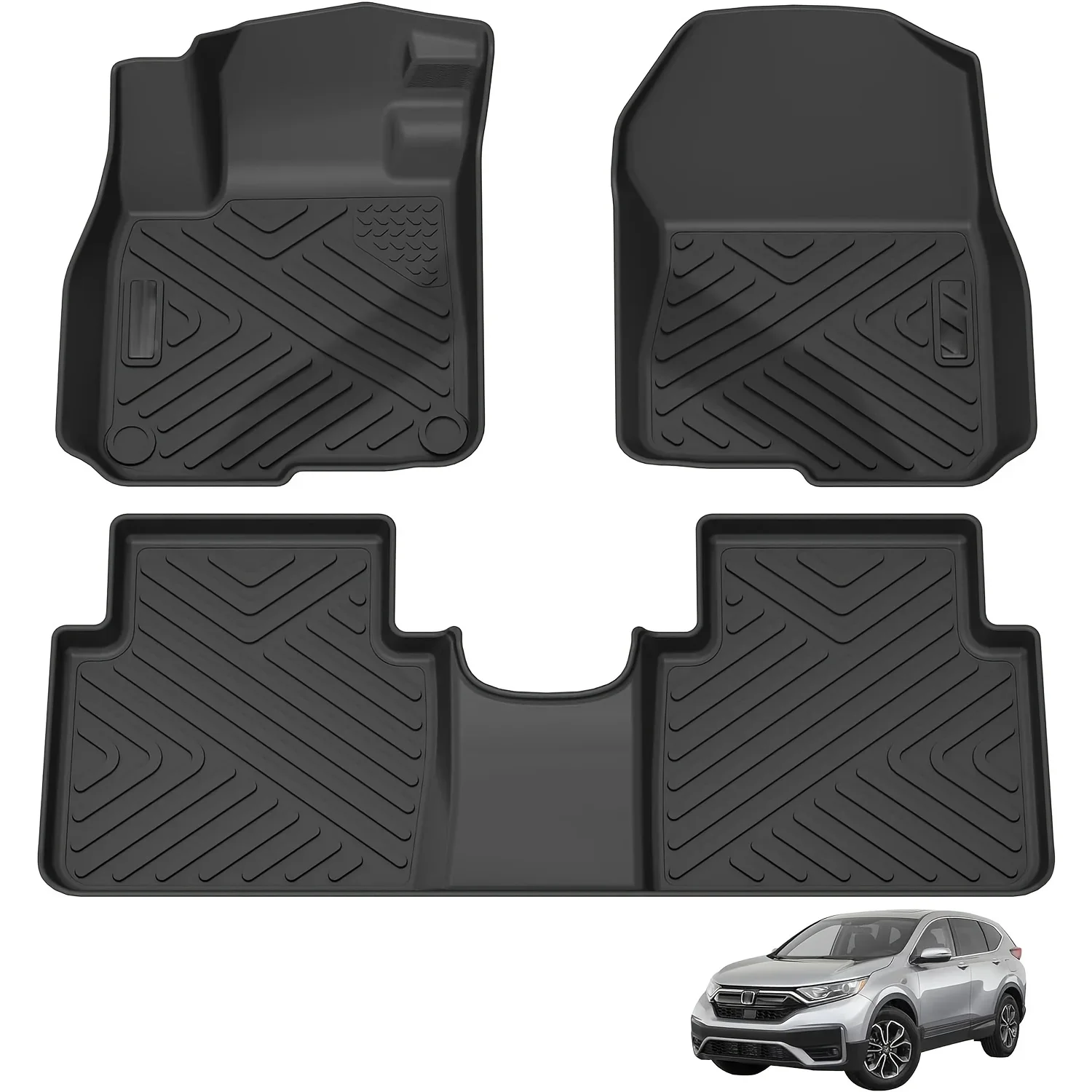 

All-Weather Black TPE Custom Fit Floor Mats Set for 2017-2022 CR-V, Premium Quality Car Floor Liners Suitable for Front & Rear R