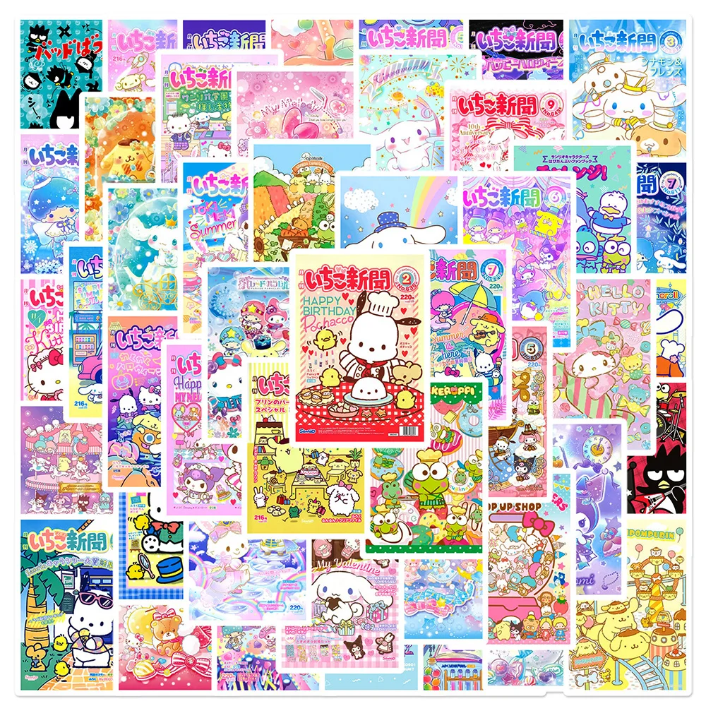 

10/30/50pcs Aesthetic Sanrio Poster Graffiti Stickers Waterproof DIY Phone Case Helmet Suitcase Car Cute Anime Sticker Wholesale