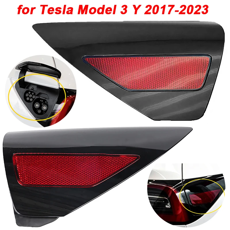 

Car Rear Door Side Reflector Cover Charging Port Cover Tail Light Cover Trim for Tesla Model 3 Y 2017-2023 110078199D 108485499J