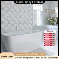 Whirlpool Bathtub with Hydraulic Massage Vortex Jet and Adjustable Bubble Injection System, Handheld Shower, Center Drainage 1