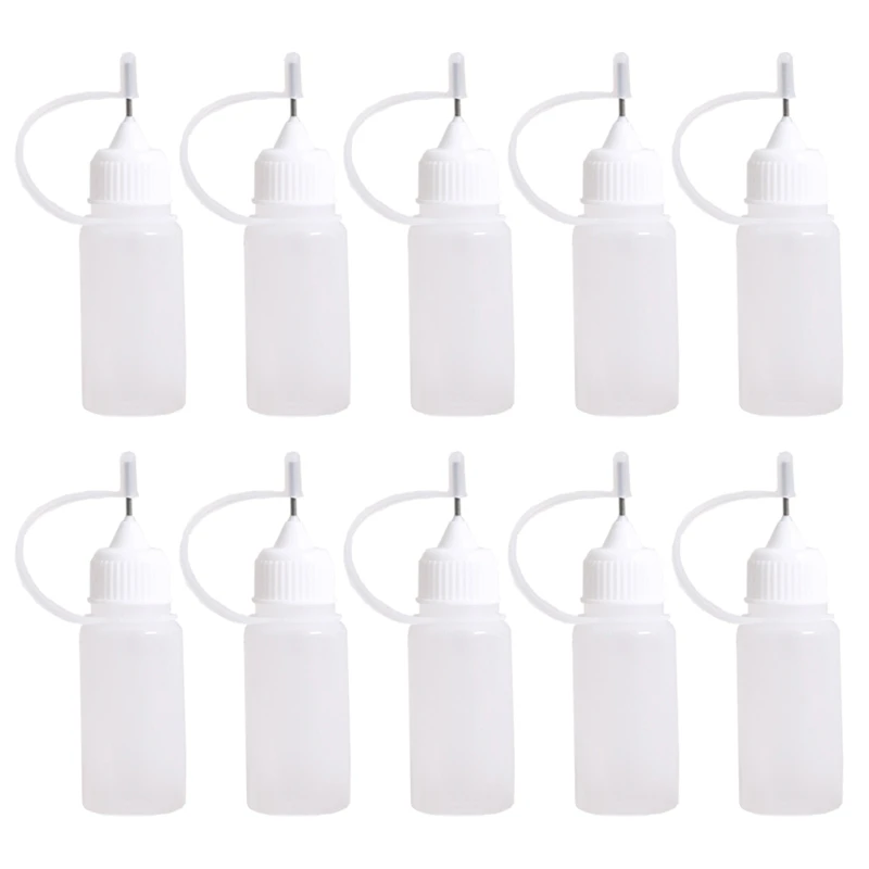 10ml Plastic Squeezable Tip Applicator Bottle Dropper Bottles with Needle Tip Caps for Glue Liquid Oil Eyes Drop Bottle 10pcs refillable bottles glue applicator bottle plastic storage bottle disposable plastic dropper