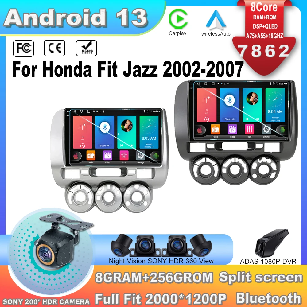 

Автомобильный радиоприемник для Honda Fit Jazz 2002-2007 Android 13 мультимедийный видеоплеер навигация GPS автомобильный стерео радиоприемник мультимедийный GPS 7862CPU