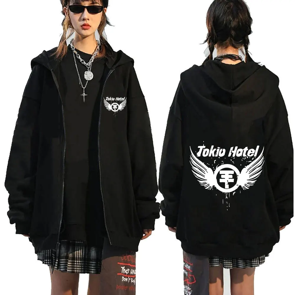 thumbnail image 1 of Sudadera con capucha de la banda de Rock para hombre, suéter informal con cremallera, Estilo Vintage, para Otoño e Invierno, 1 of 5