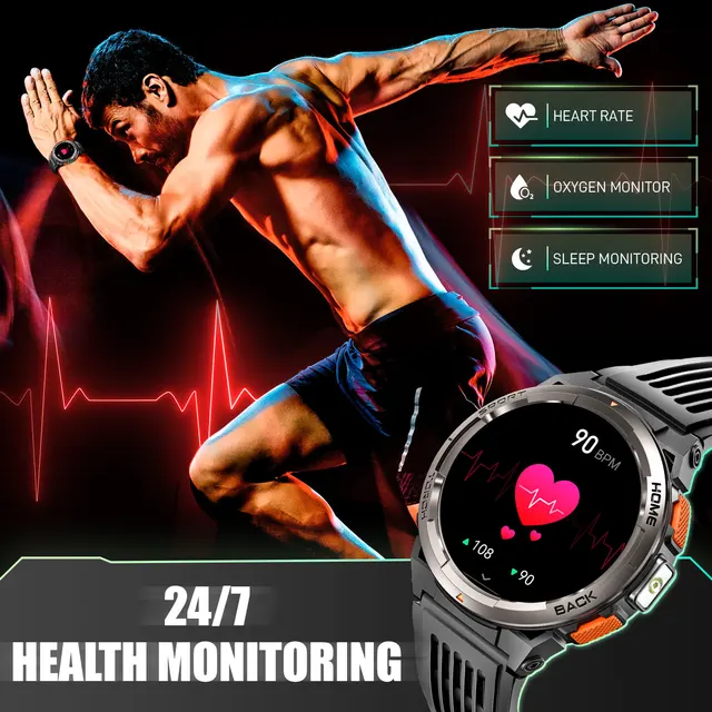 EIGIIS 1.45 Inch Smart Watch KE5 3ATM Waterproof Original Design Sports Watch With Compass And Altitude Barometer LED Flashlight 6