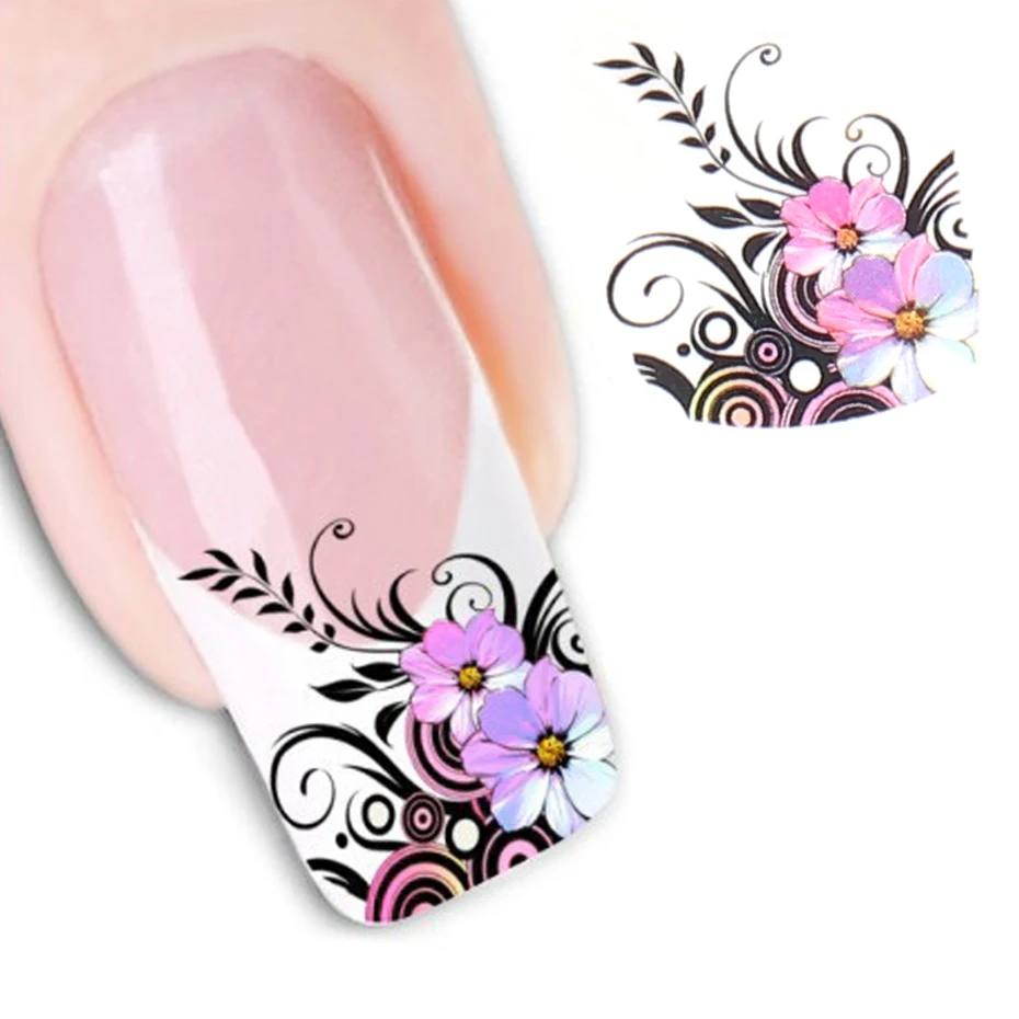 Beauty Flower Water Transfer Nail Sticker Nail Art Decals DIY Decorations Manicure Sliders Tip Tool 1 sheet, nail stickers,nail art decoration,nail decals,nail art tools,flower stickers