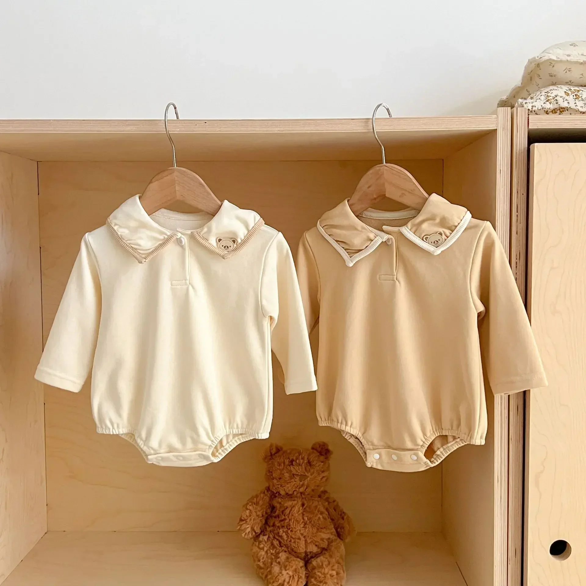 

New Arrivel Baby Spring And Autumn Long Sleeve Cute Lapel Jumpsuit Girl Shirt Tops And Shorts Two-piece Suit Kids Romper Clothes