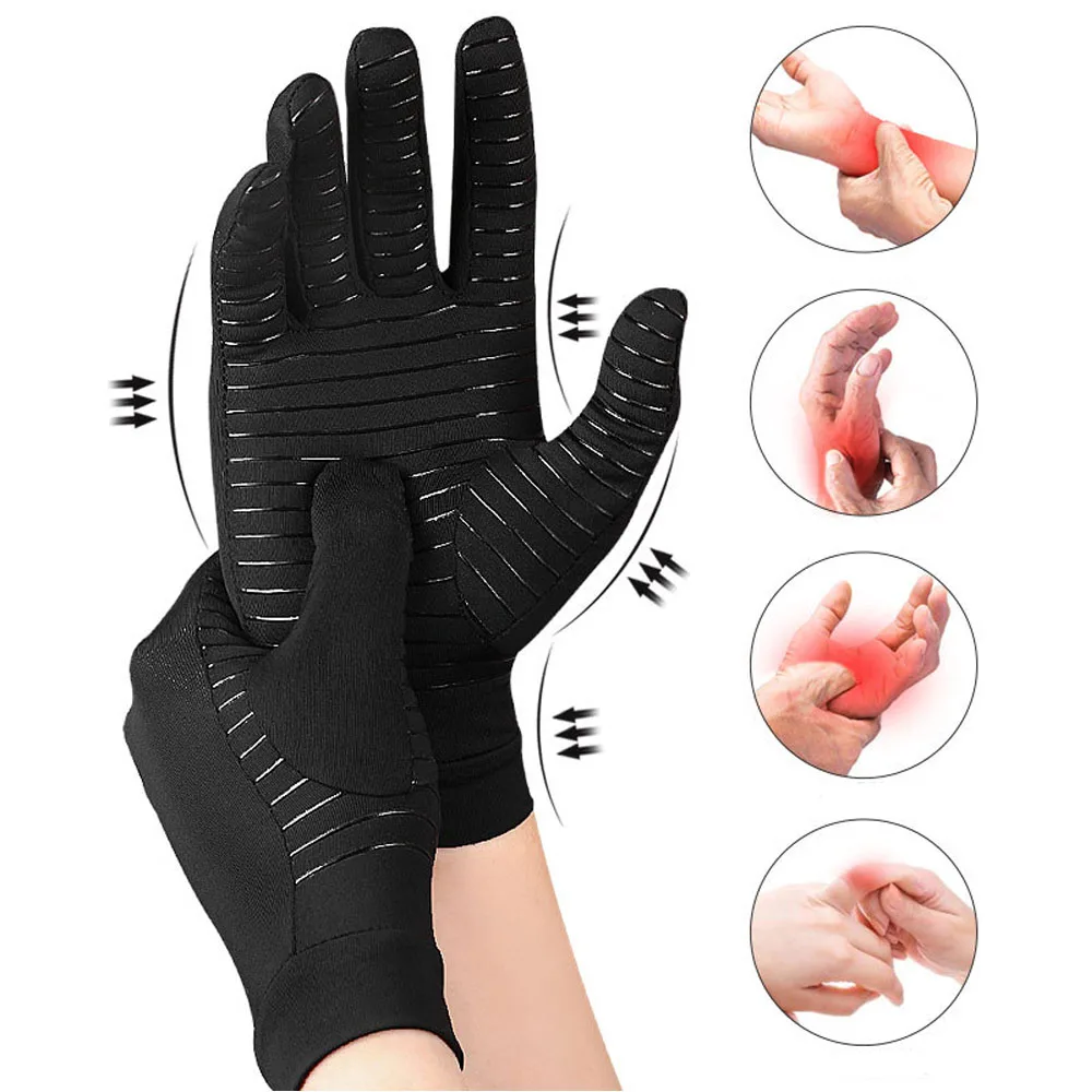 

Copper Compression Arthritis Gloves Black Hand Gloves Hand Wrist Support Non-Slip Unisex Gloves Finger Joint Wrist Pain Relief