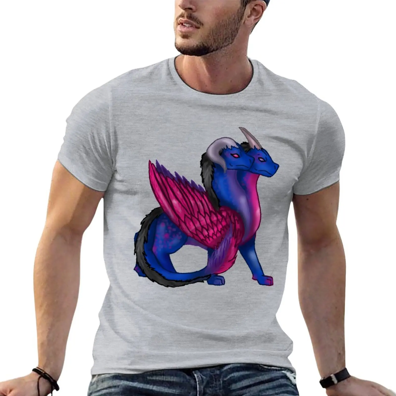 

Bisexual Pride Dragon T-Shirt vintage clothes Oversized t-shirt sweat shirt hippie clothes heavyweight t shirts for men