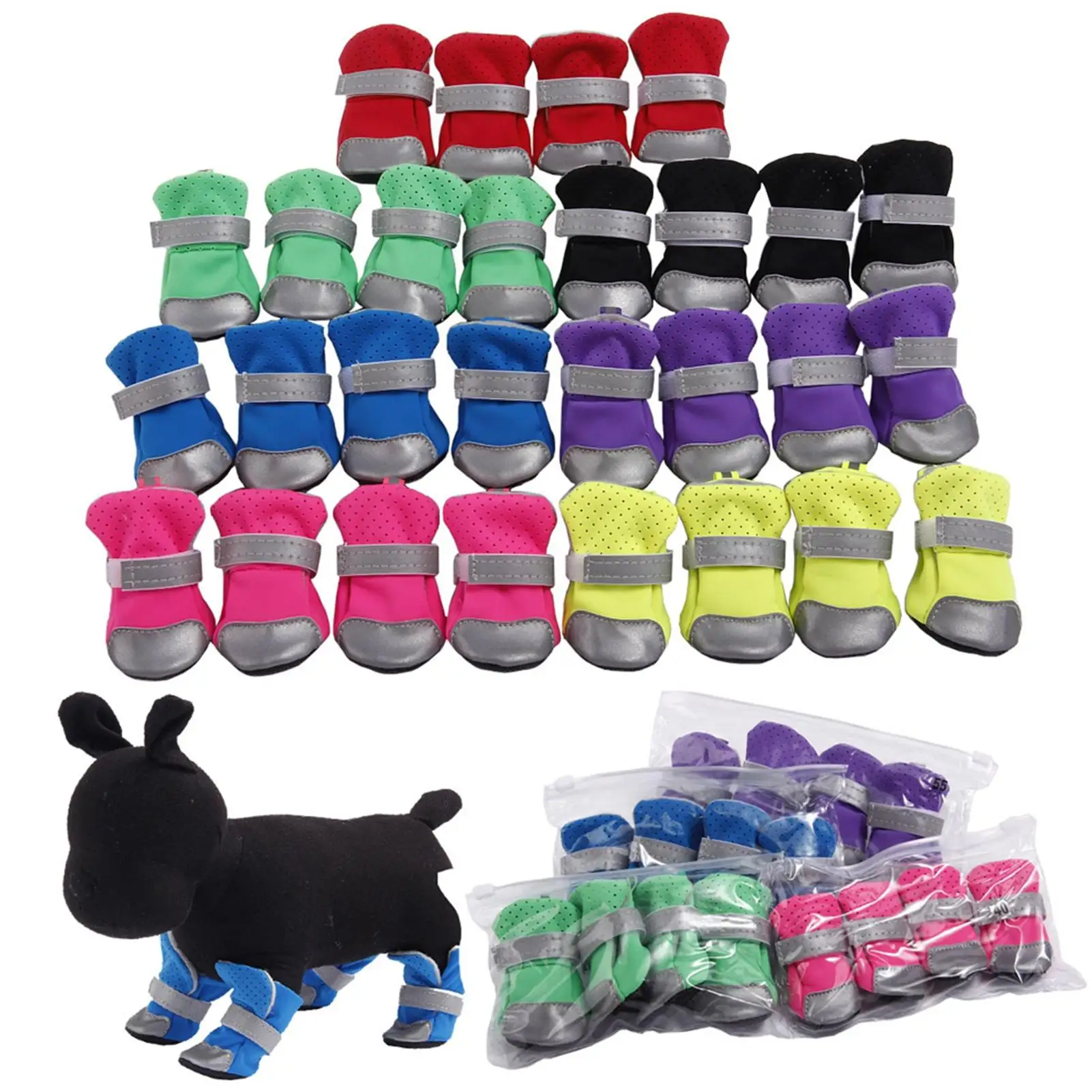 4PcsDogwintercottonsoftshoesRainAntislipbootsReflectiveDog