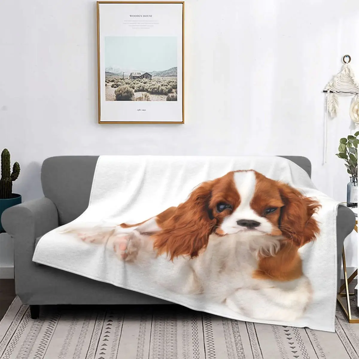 

Cavalier King Charles Spaniel Blankets Flannel Winter Gift for Animal Dog Lover Warm Throw Blankets for Bed Travel Bedspreads