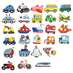 Colorful Cartoon Animal Fridge Magnets Set for Kids - Fun and Educational Magnetic Letters & Numbers Toy (27pcs vehicles)