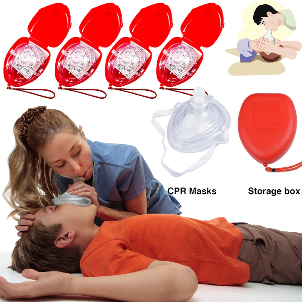 1-10pc Professional CPR Breathing Mask with One-Way Valve Reusable Artificial Respiration Training Masks Emergency Rescue Supply