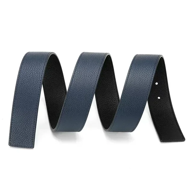 Double-Sided Luxury 4.0cm Wide Lychee Leather Belt with Extra Strap 5